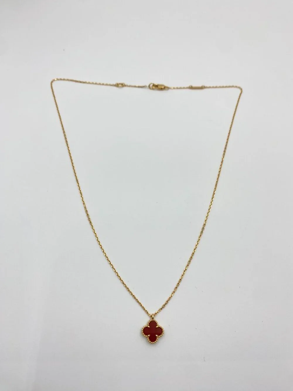 Van Cleef & Arpels Sweet Alhambra Carnelian Necklace Rose Gold Full Set